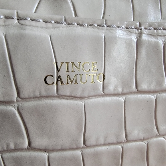 Vince Camuto Tal Croc Embossed Leather  Saddle Bag in Cream - Picture 5 of 16